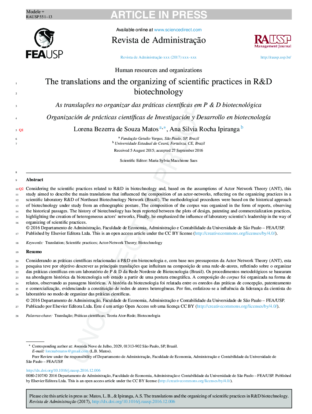 The translations and the organizing of scientific practices in R&D biotechnology