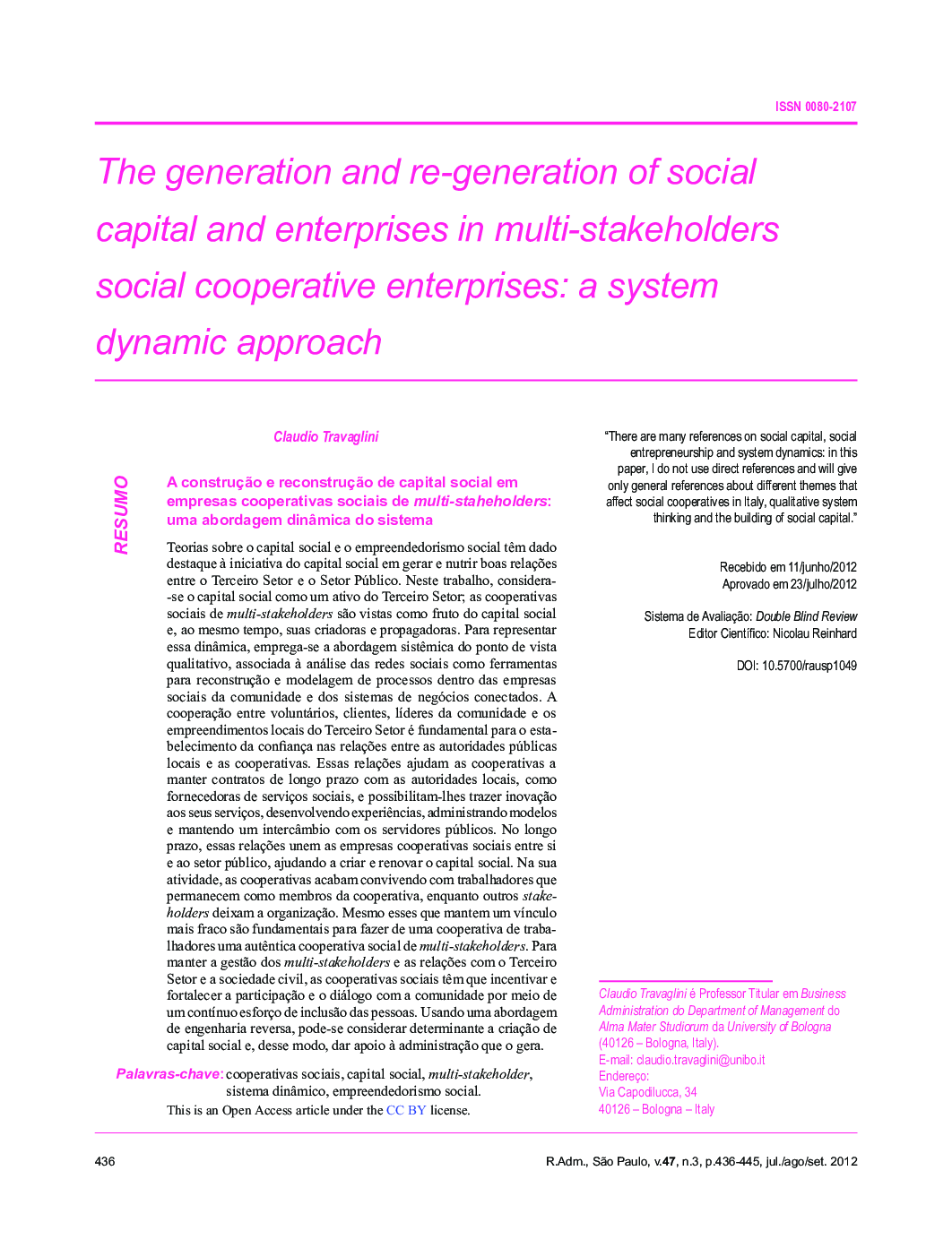 The generation and re-generation of social capital and enterprises in multi-stakeholders social cooperative enterprises: a system dynamic approach