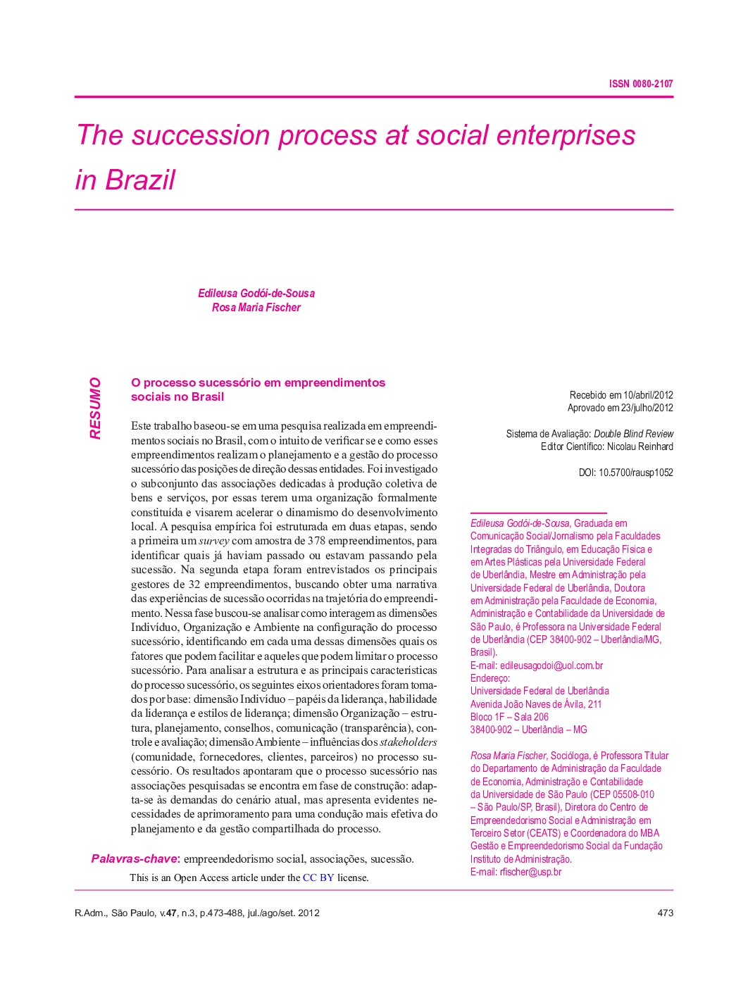 The succession process at social enterprises in Brazil