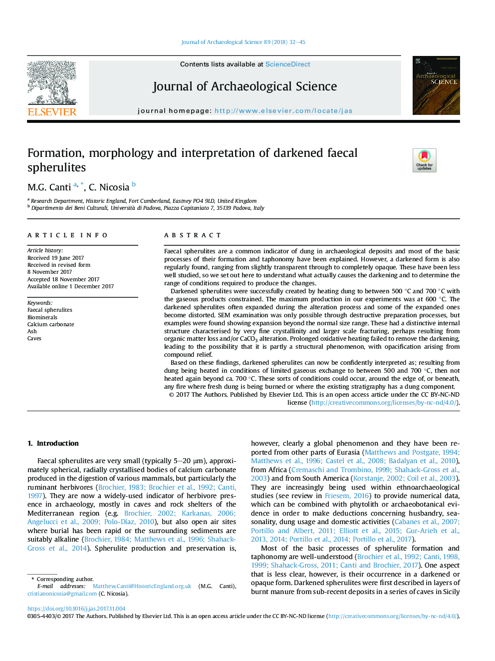 Formation, morphology and interpretation of darkened faecal spherulites