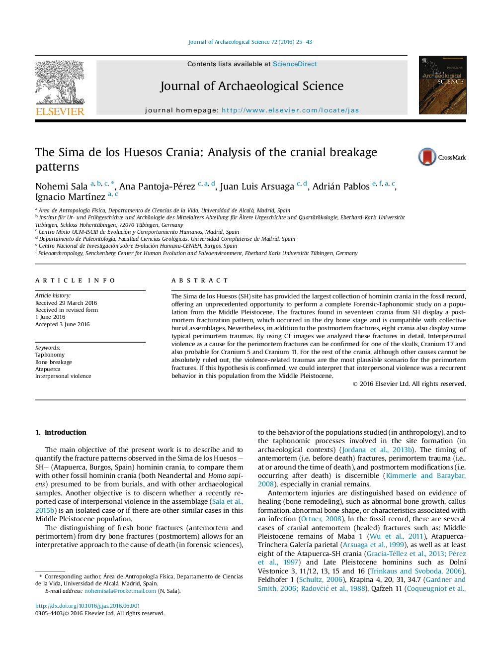 The Sima de los Huesos Crania: Analysis of the cranial breakage patterns