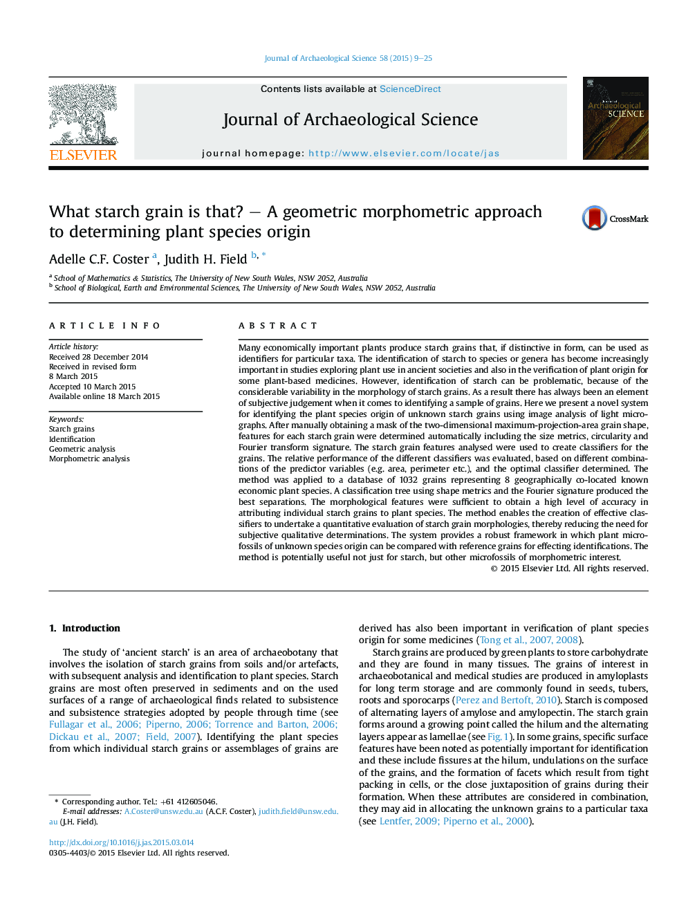 What starch grain is that? - A geometric morphometric approach toÂ determining plant species origin