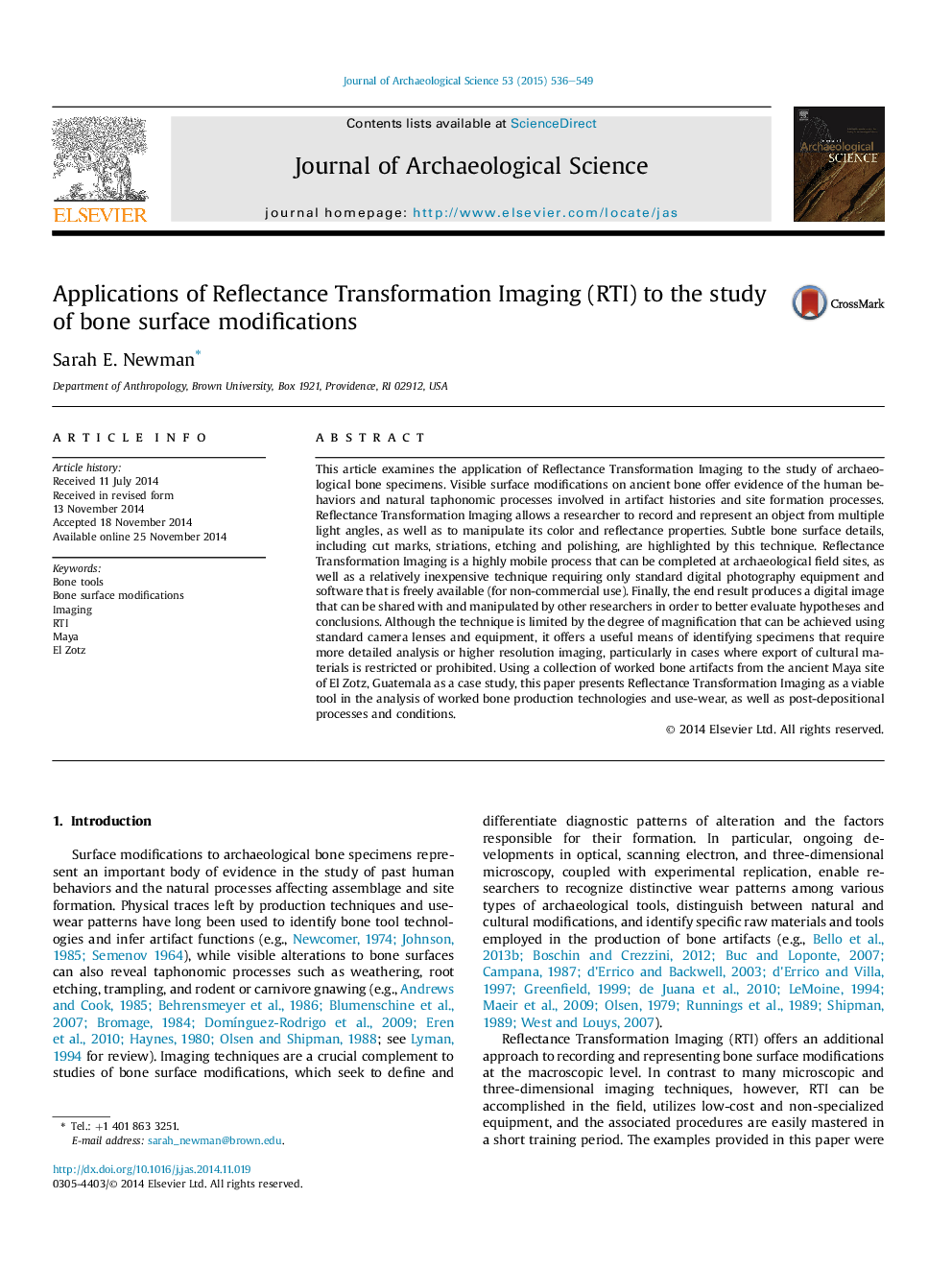 Applications of Reflectance Transformation Imaging (RTI) to the study of bone surface modifications