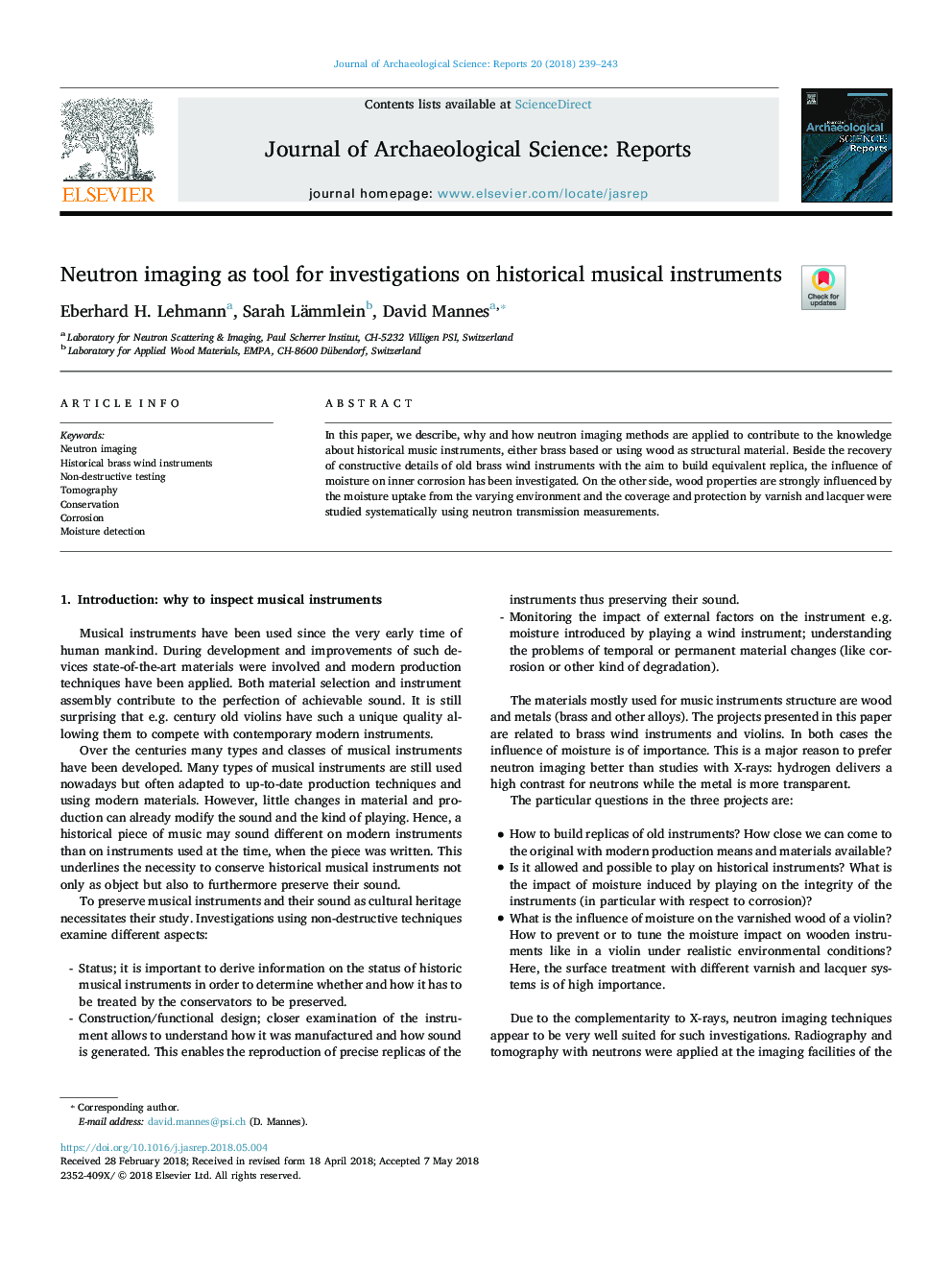 Neutron imaging as tool for investigations on historical musical instruments