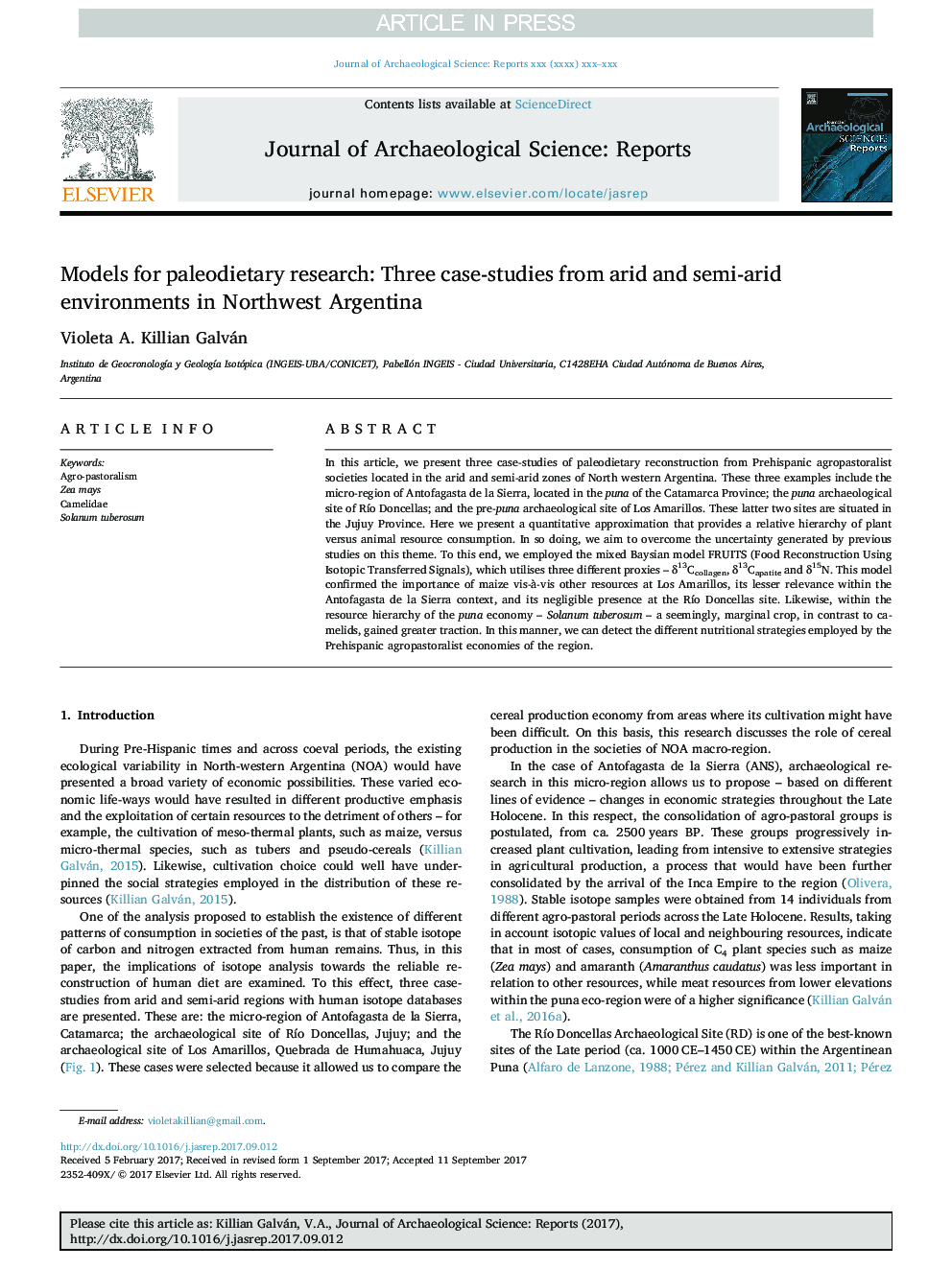 Models for paleodietary research: Three case-studies from arid and semi-arid environments in Northwest Argentina