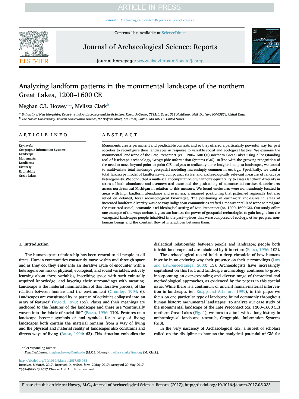 Analyzing landform patterns in the monumental landscape of the northern Great Lakes, 1200-1600Â CE