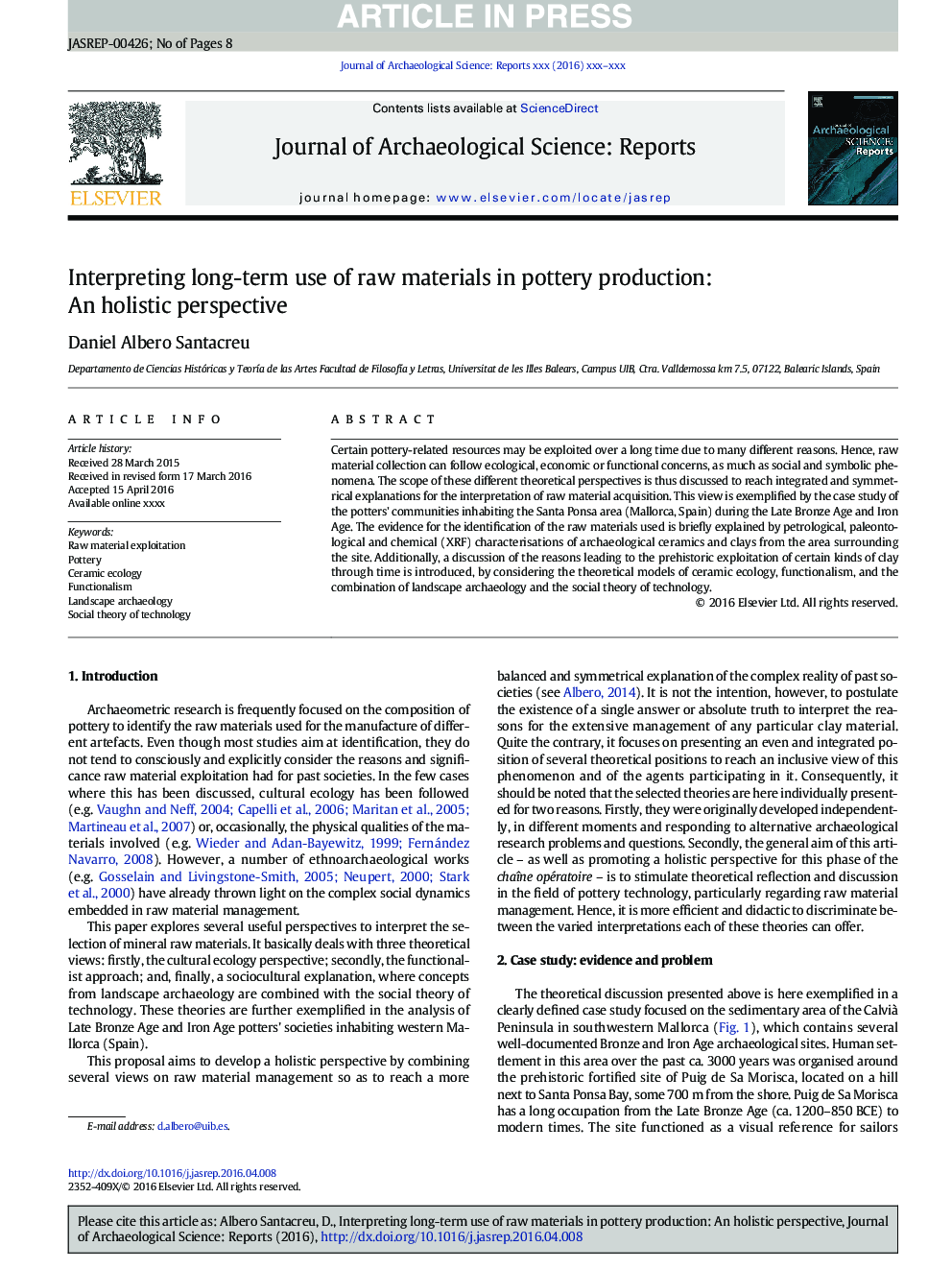 Interpreting long-term use of raw materials in pottery production: A holistic perspective