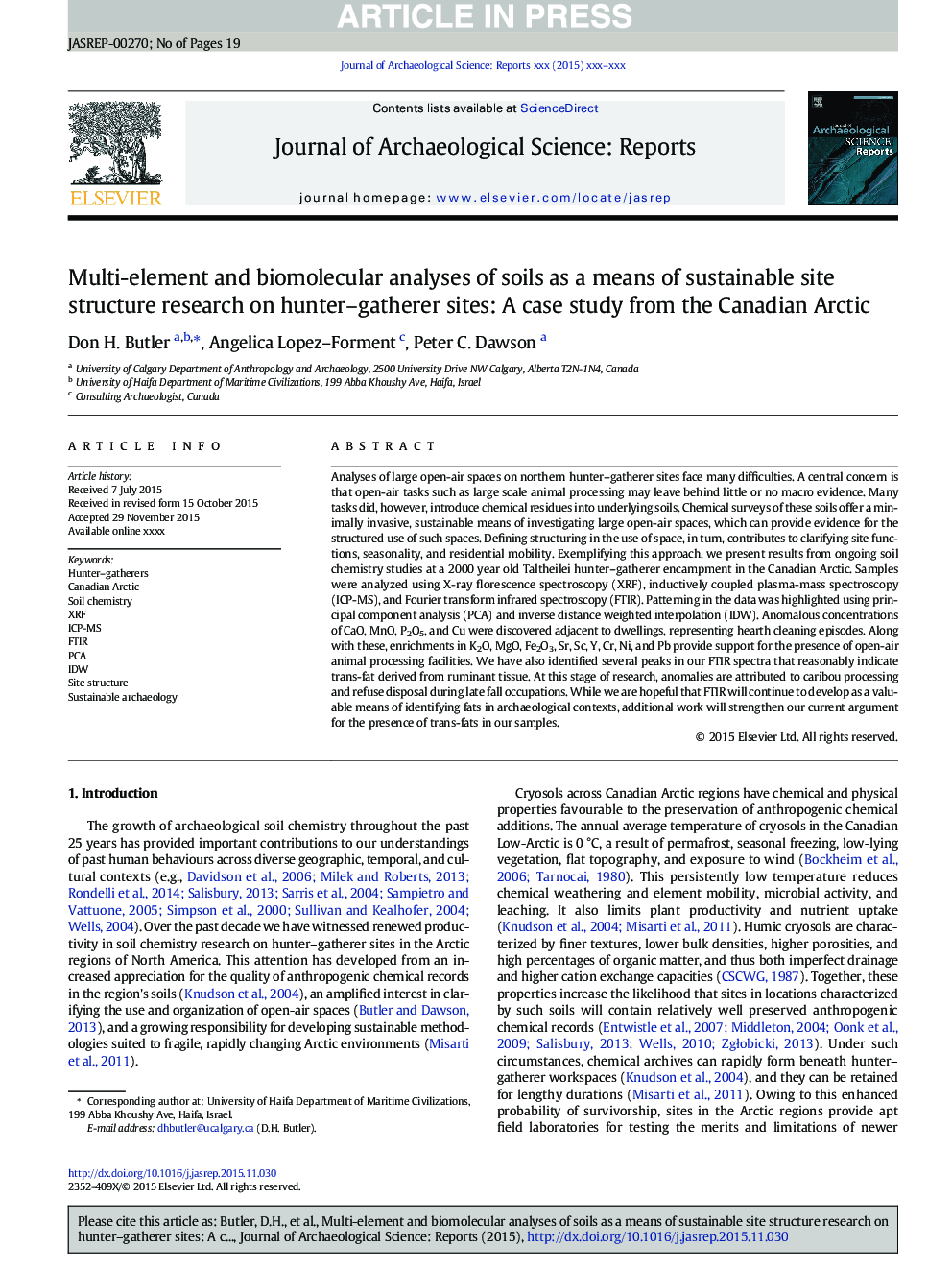 تجزیه و تحلیل چند مولکولی و بیولوژیکی خاک به عنوان وسیله ای برای تحقیق درباره ساختار سایت در سایت های شکارچی-جمع کننده: مطالعه موردی از قطب شمال کانادا 