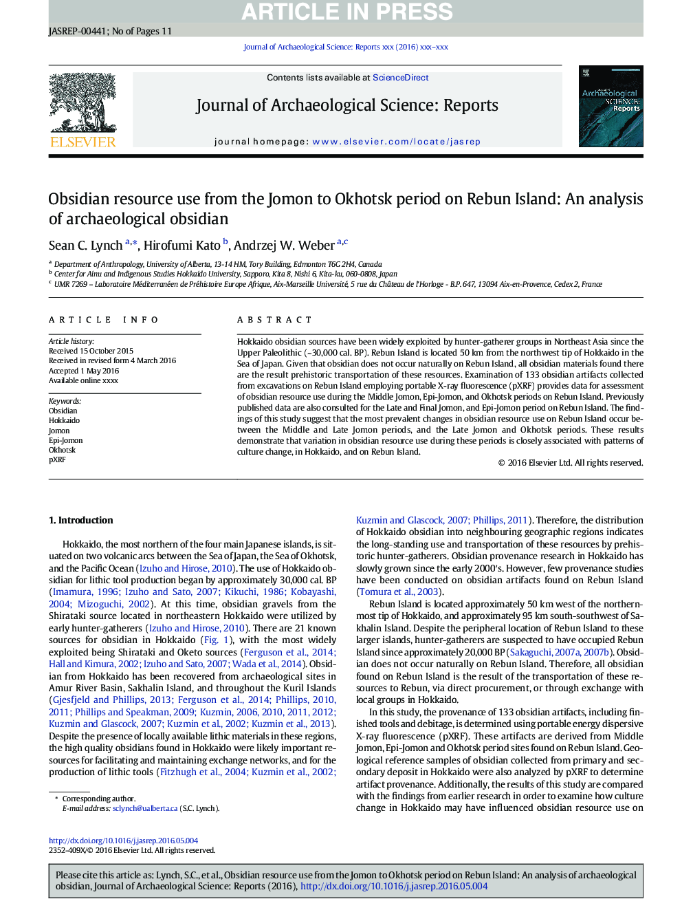 Obsidian resource use from the Jomon to Okhotsk period on Rebun Island: An analysis of archaeological obsidian