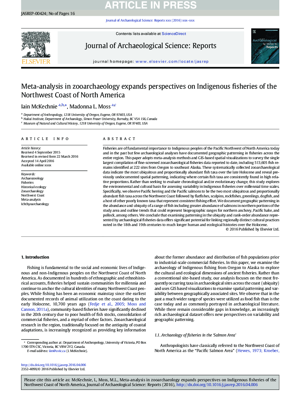 Meta-analysis in zooarchaeology expands perspectives on Indigenous fisheries of the Northwest Coast of North America