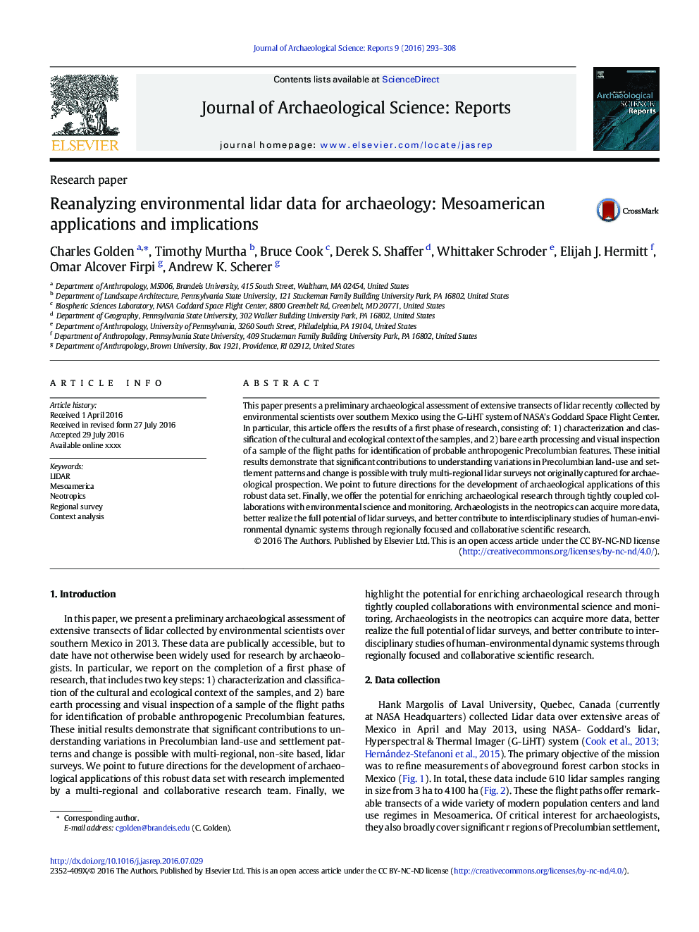 Reanalyzing environmental lidar data for archaeology: Mesoamerican applications and implications