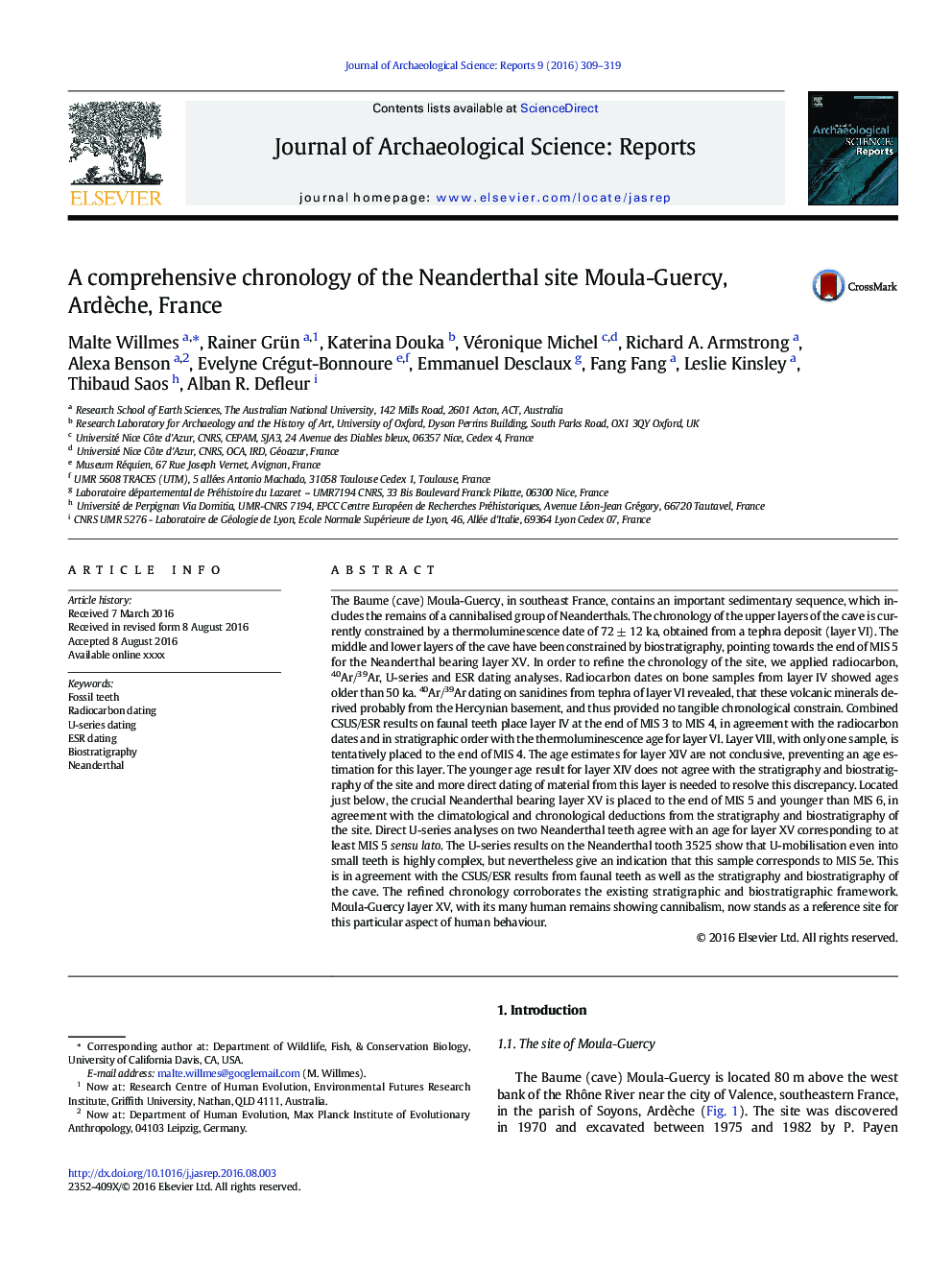 A comprehensive chronology of the Neanderthal site Moula-Guercy, ArdÃ¨che, France