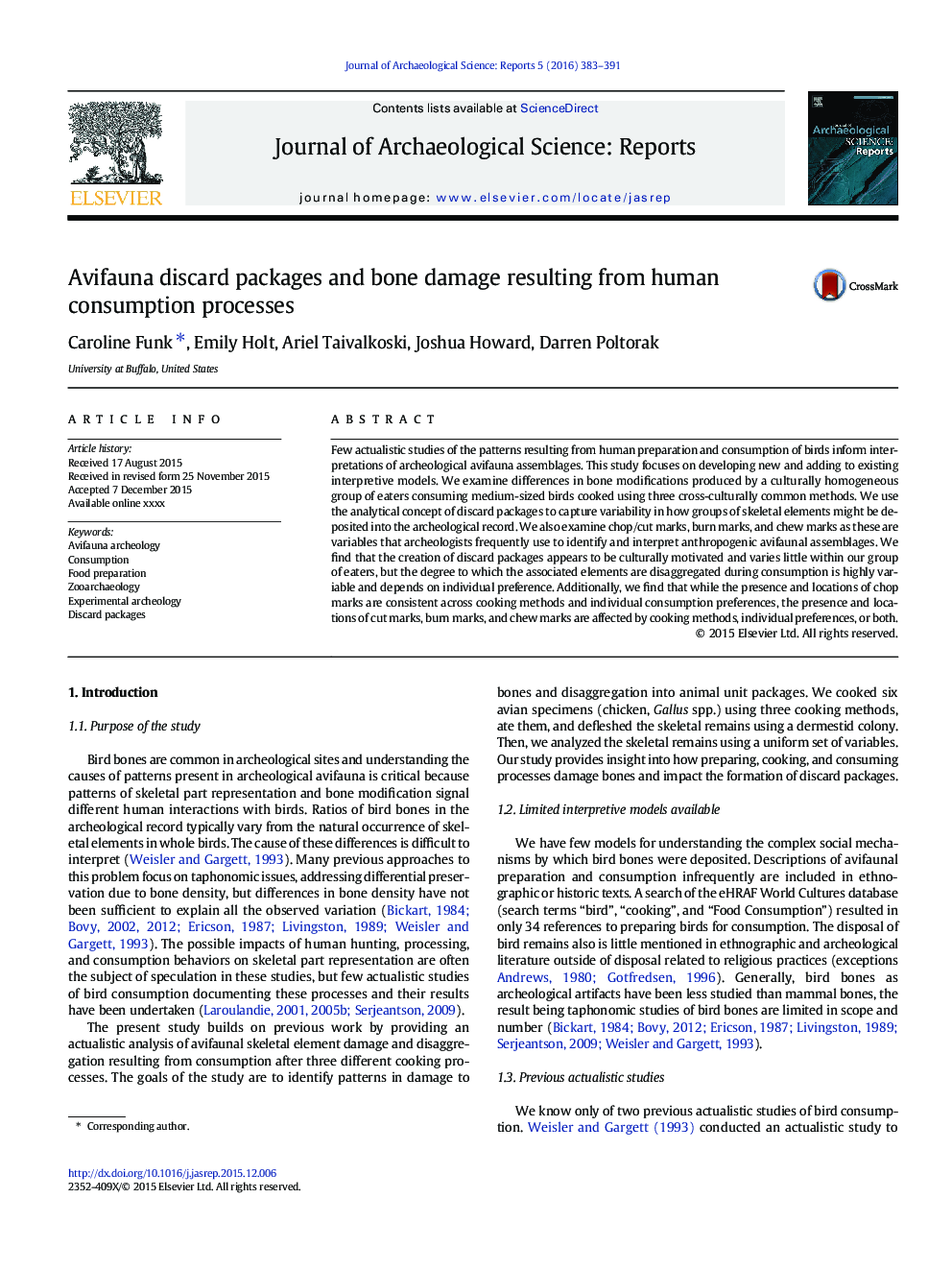 Avifauna discard packages and bone damage resulting from human consumption processes