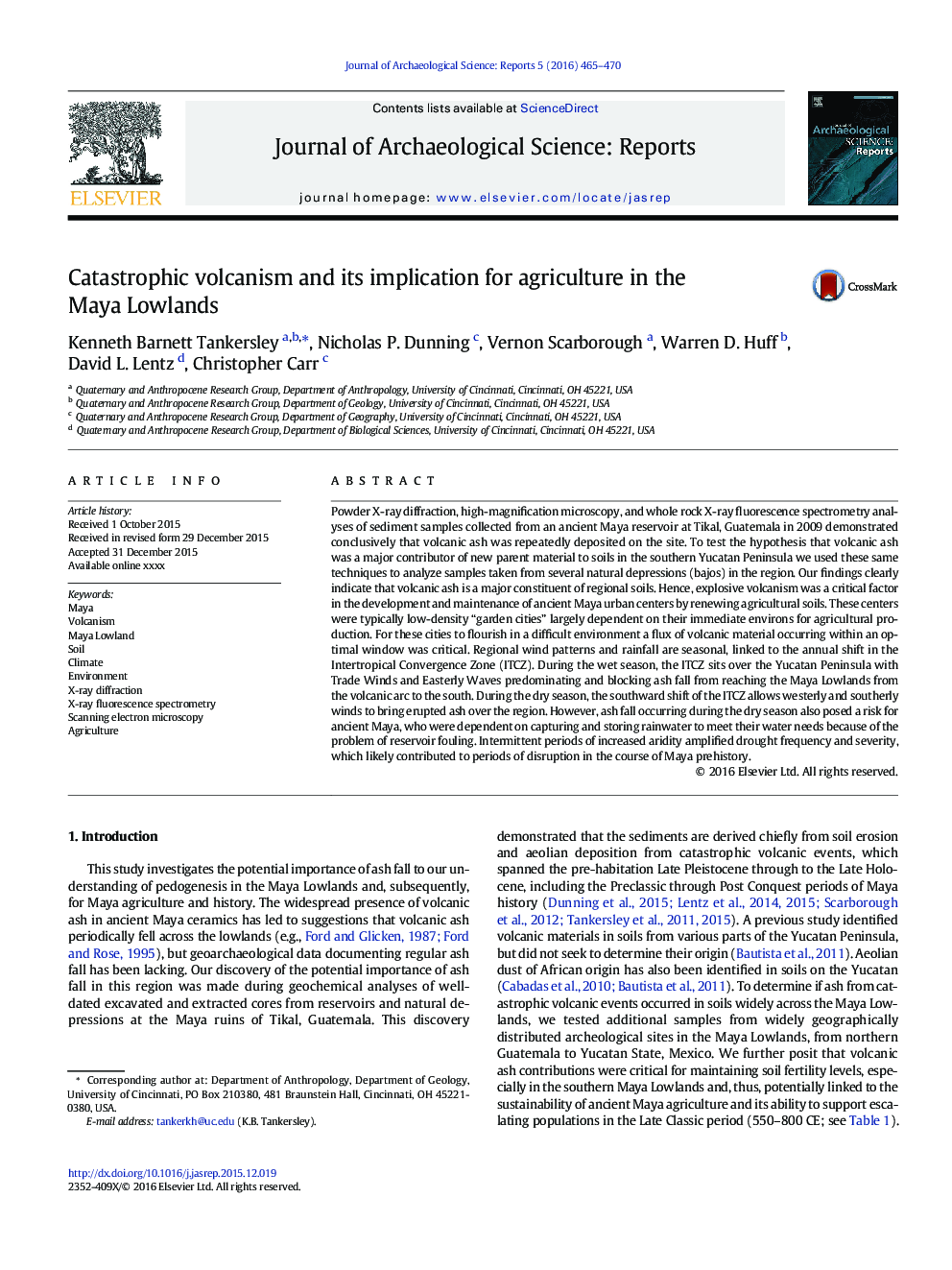 Catastrophic volcanism and its implication for agriculture in the Maya Lowlands