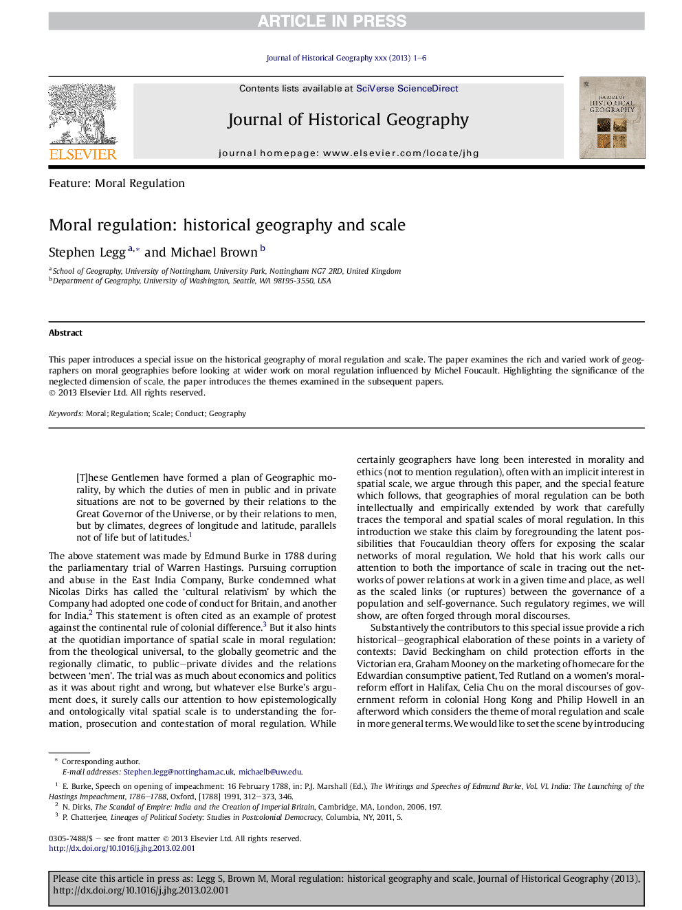 Moral regulation: historical geography and scale