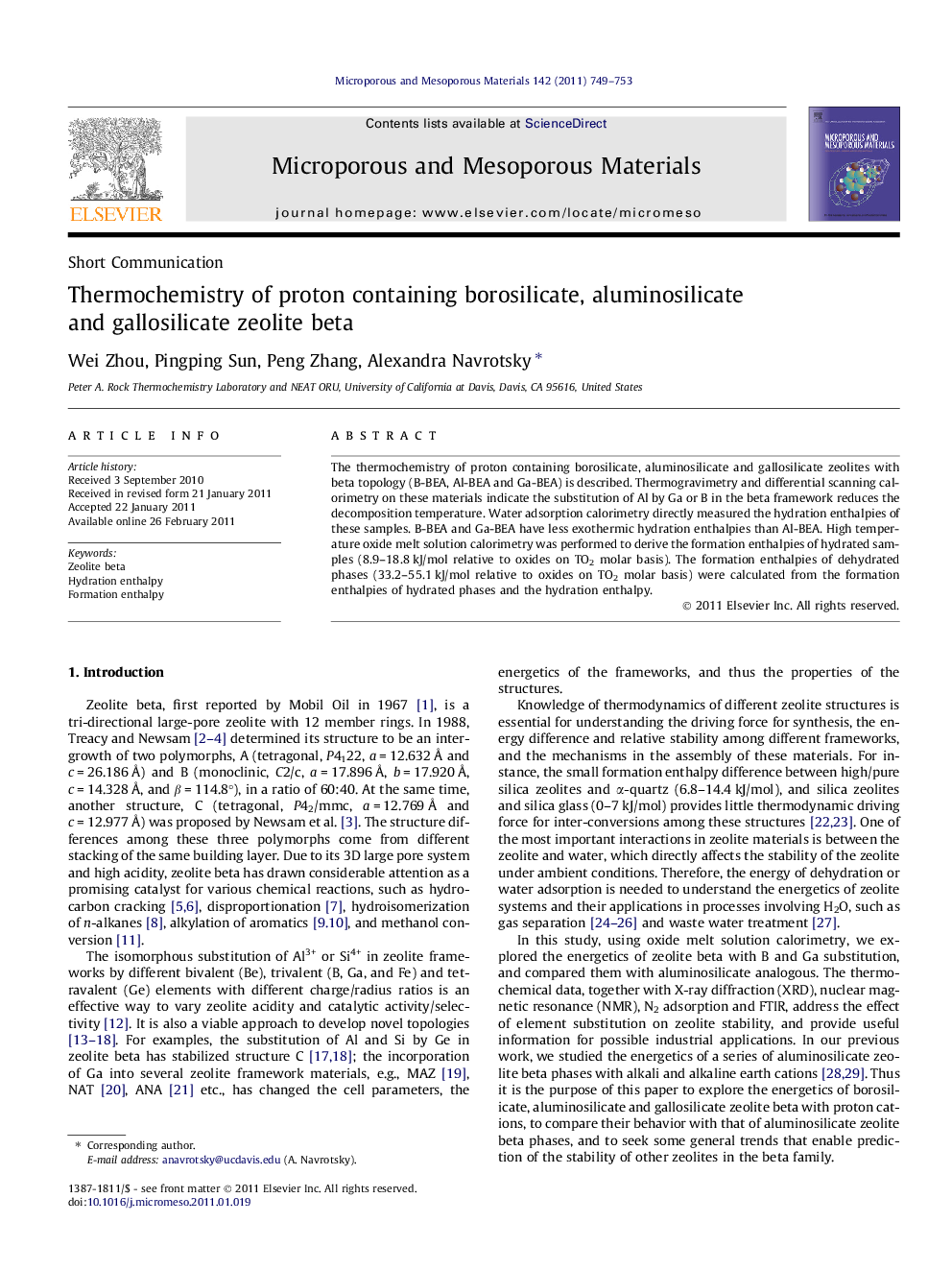 Thermochemistry of proton containing borosilicate, aluminosilicate and gallosilicate zeolite beta