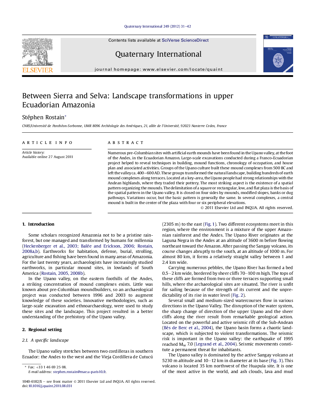 عکس صفحه اول مقاله: Between Sierra and Selva: Landscape transformations in upper Ecuadorian Amazonia Between Sierra and Selva: Landscape transformations in upper Ecuadorian Amazonia