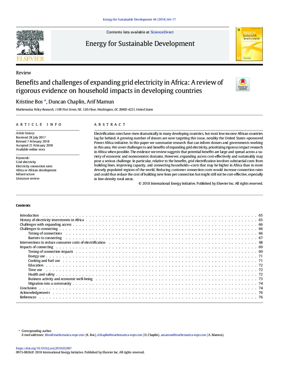 مزایا و چالش های گسترش برق شبکه در آفریقا: بررسی شواهد دقیق در مورد تاثیرات خانوار در کشورهای در حال توسعه 