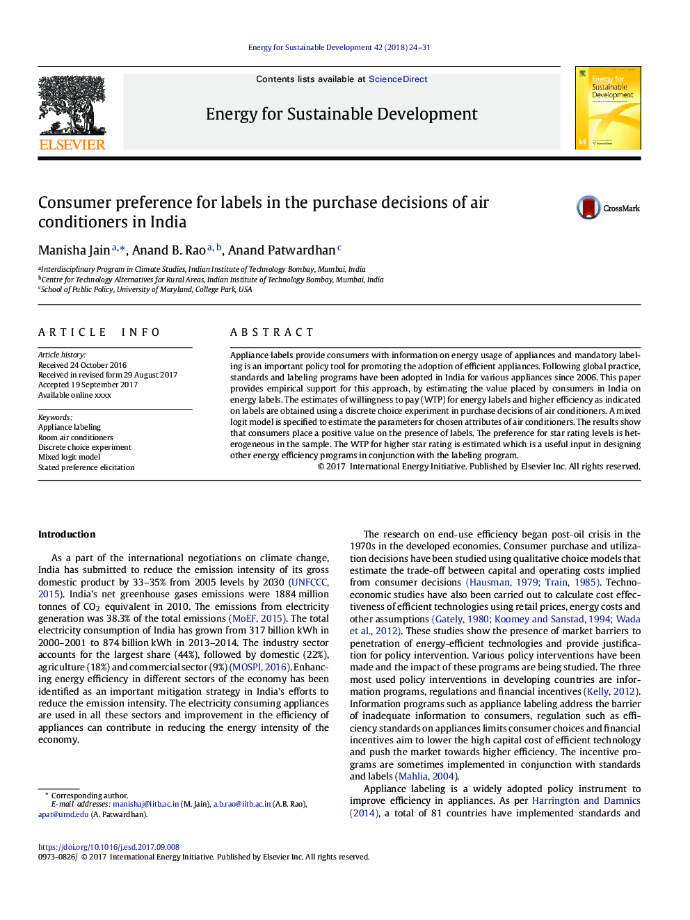 Consumer preference for labels in the purchase decisions of air conditioners in India