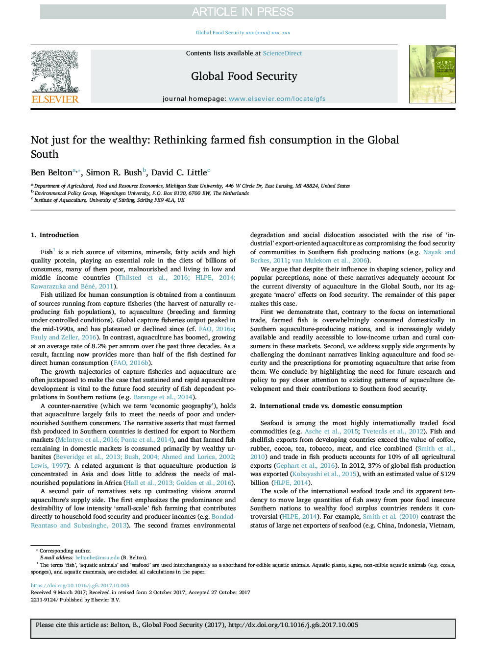 Not just for the wealthy: Rethinking farmed fish consumption in the Global South