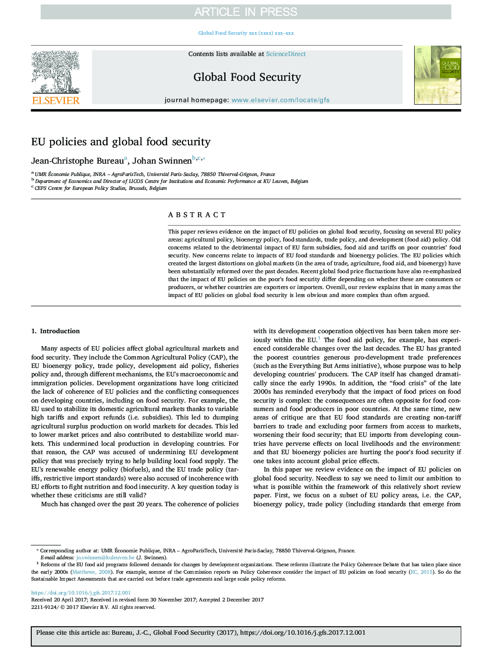 EU policies and global food security