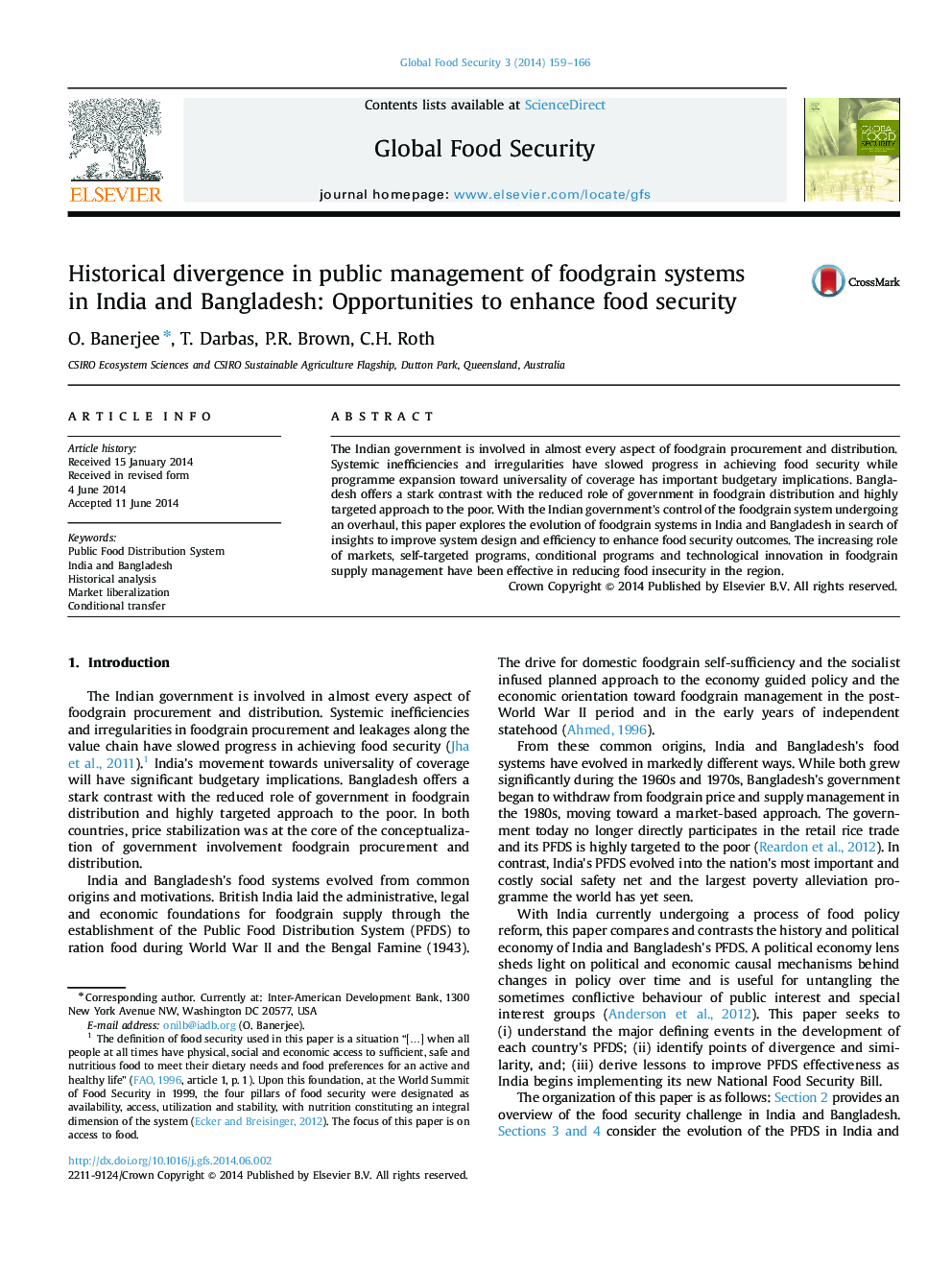 Historical divergence in public management of foodgrain systems in India and Bangladesh: Opportunities to enhance food security
