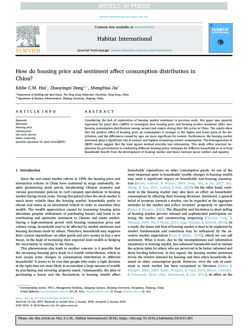 How do housing price and sentiment affect consumption distribution in China?