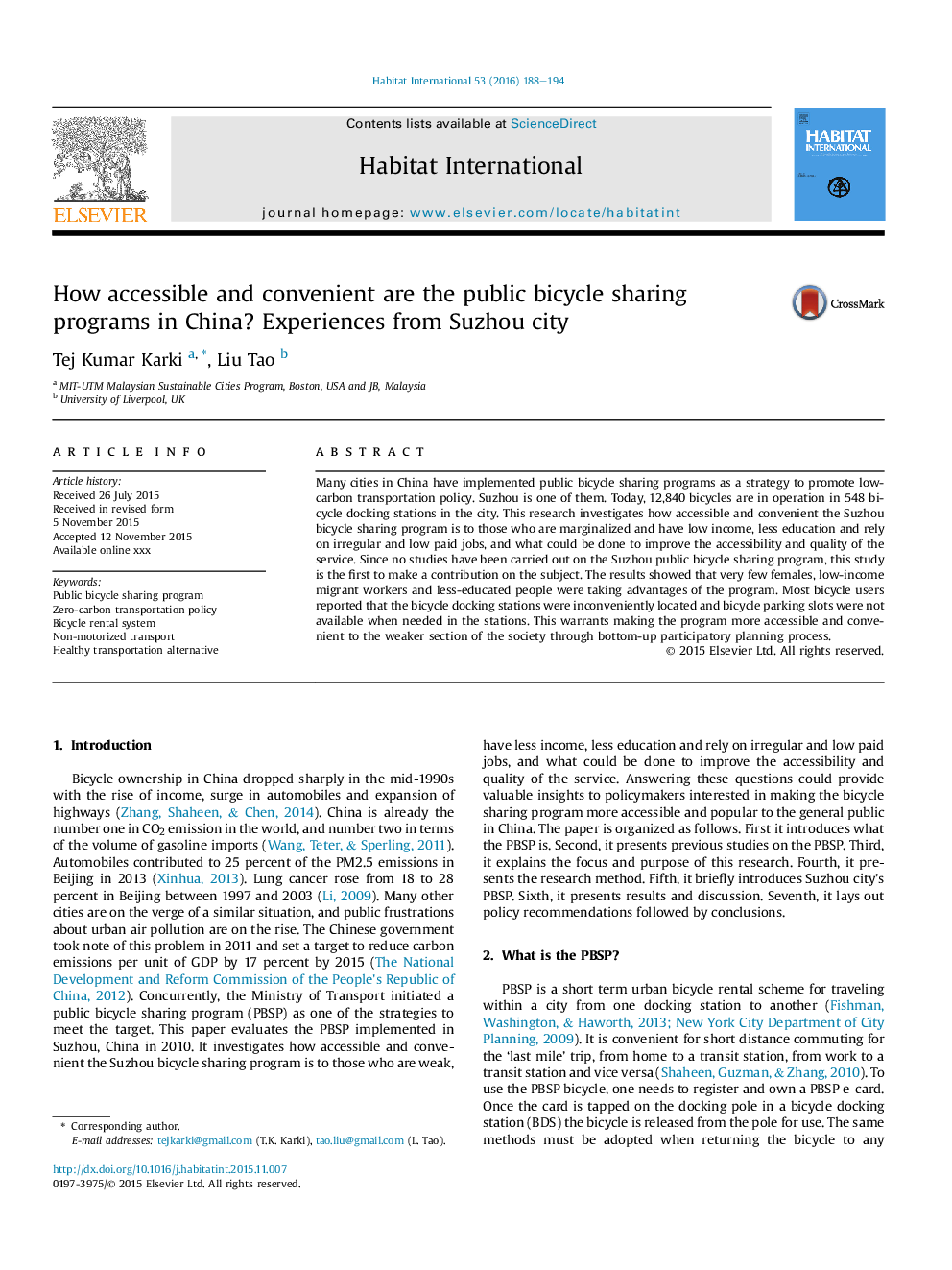 برنامه های به اشتراک گذاری دوچرخه در چین چقدر در دسترس و مناسب هستند؟ تجارب از شهر سوجو 