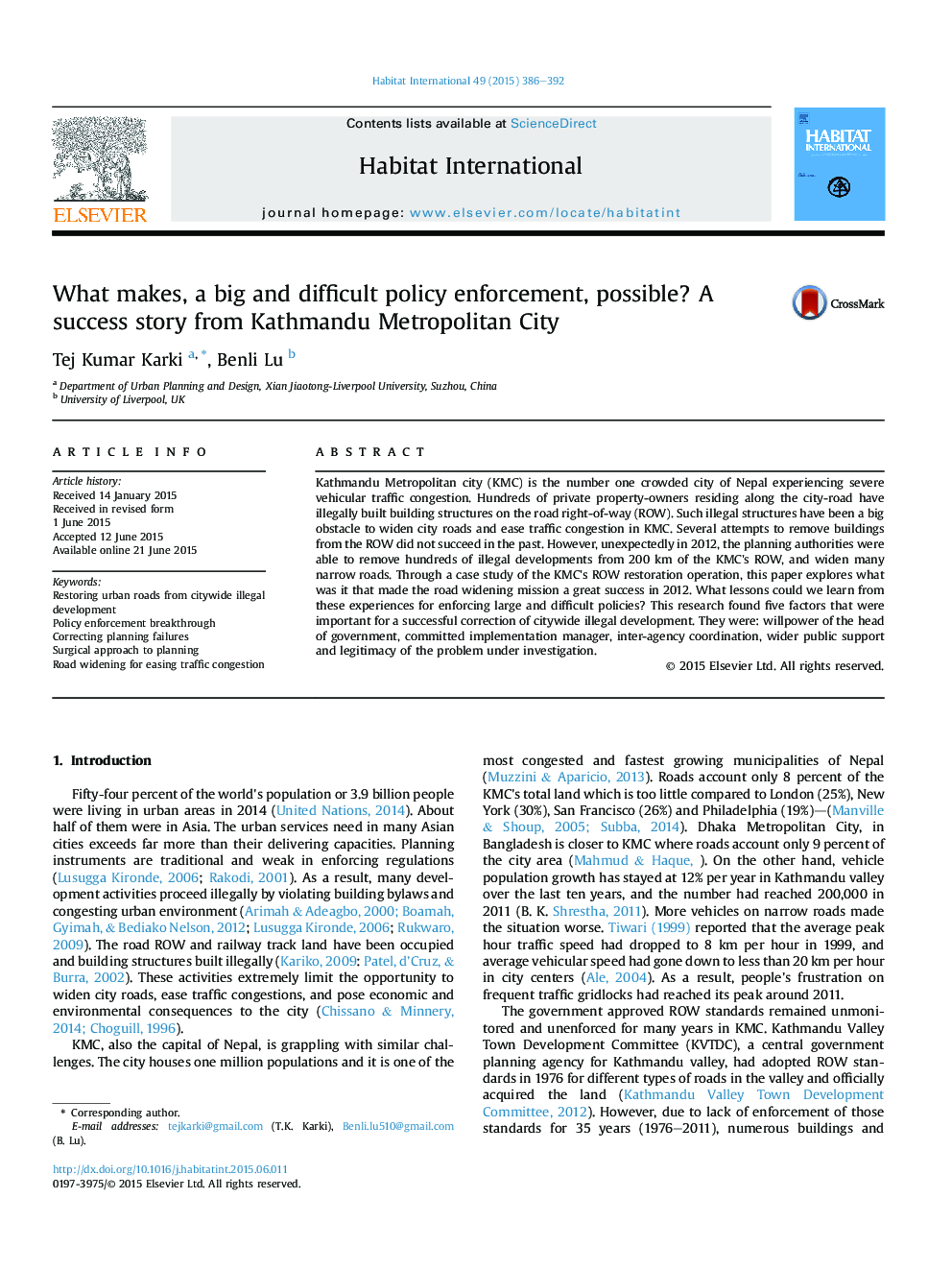What makes, a big and difficult policy enforcement, possible? A success story from Kathmandu Metropolitan City