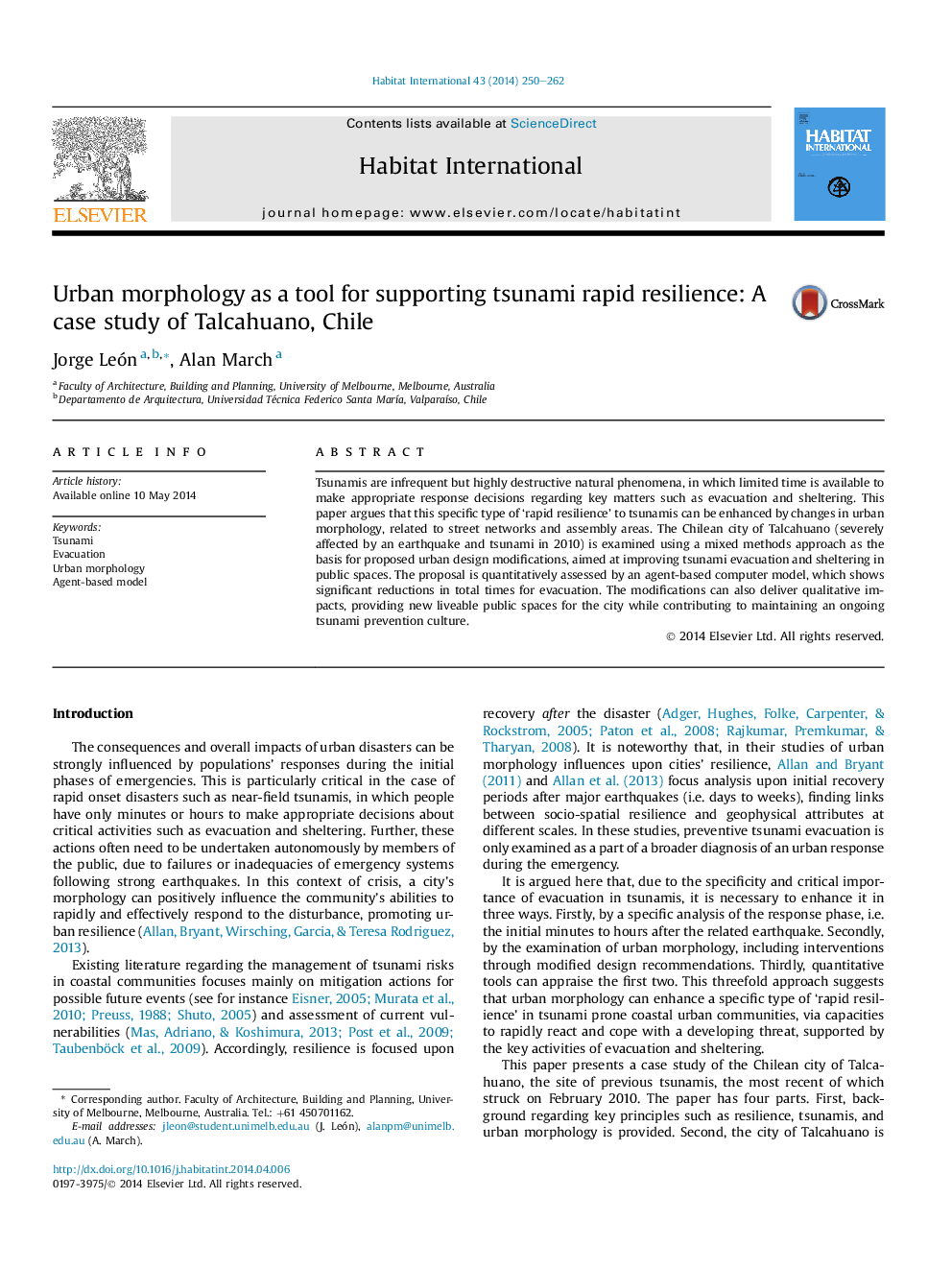 Urban morphology as a tool for supporting tsunami rapid resilience: A case study of Talcahuano, Chile