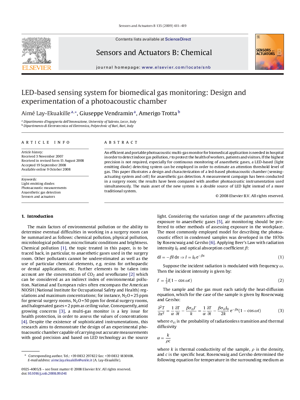 LED-based sensing system for biomedical gas monitoring: Design and experimentation of a photoacoustic chamber