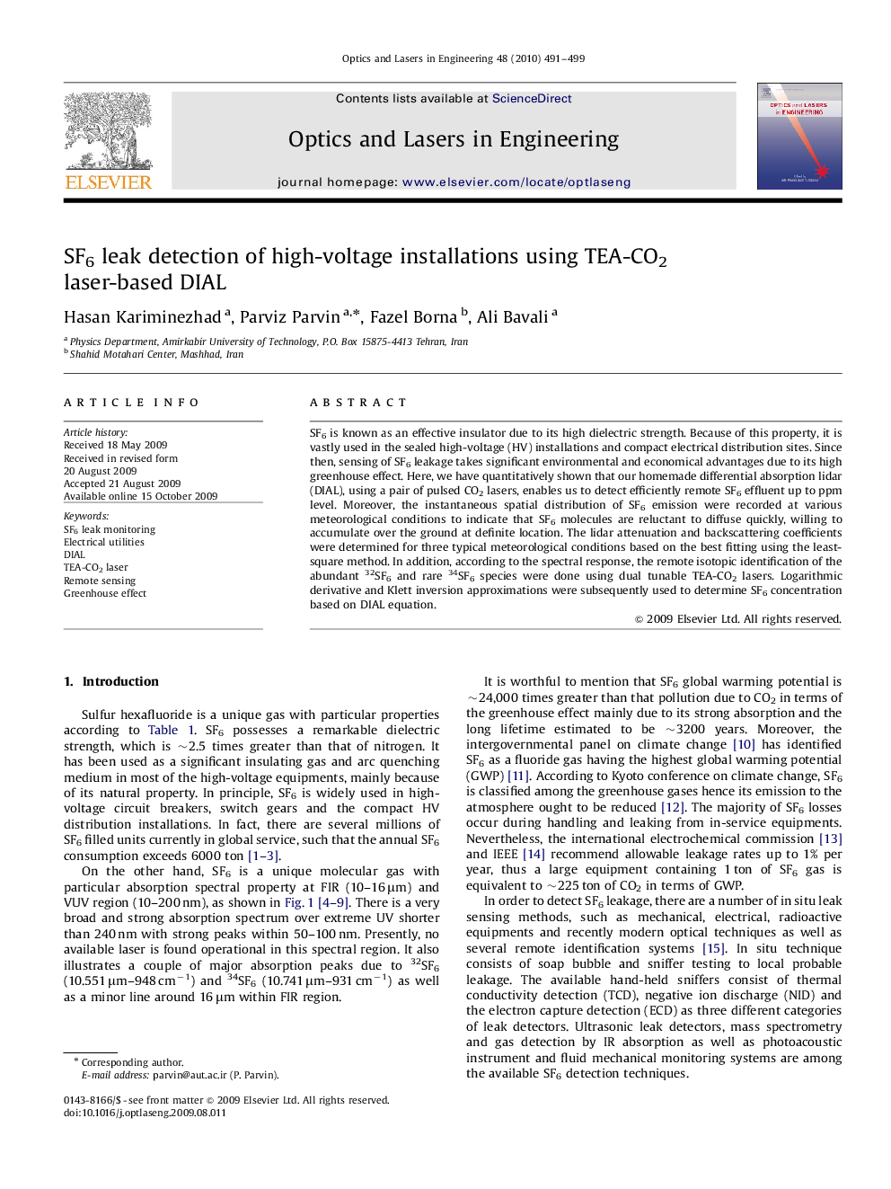 SF6 leak detection of high-voltage installations using TEA-CO2 laser-based DIAL