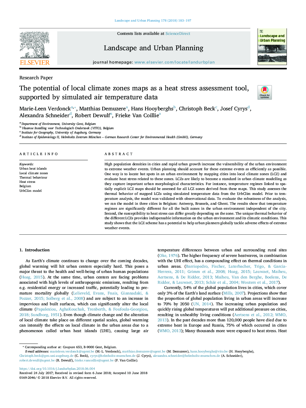 The potential of local climate zones maps as a heat stress assessment tool, supported by simulated air temperature data