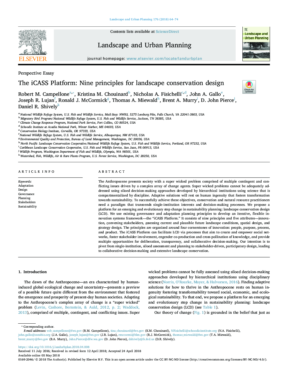 The iCASS Platform: Nine principles for landscape conservation design