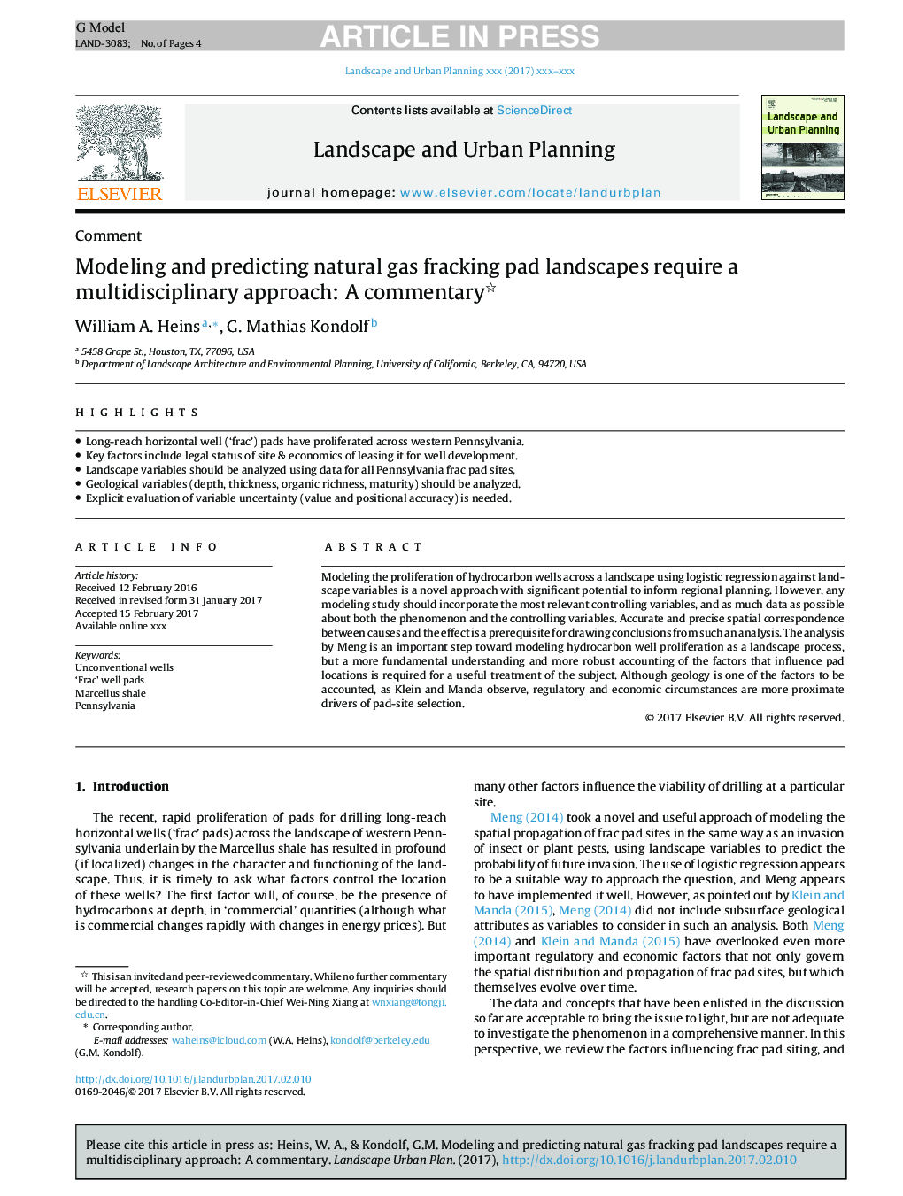 Modeling and predicting natural gas fracking pad landscapes require a multidisciplinary approach: A commentary