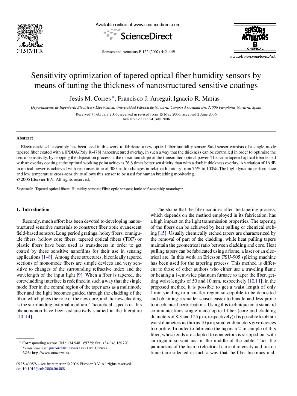 Sensitivity optimization of tapered optical fiber humidity sensors by means of tuning the thickness of nanostructured sensitive coatings