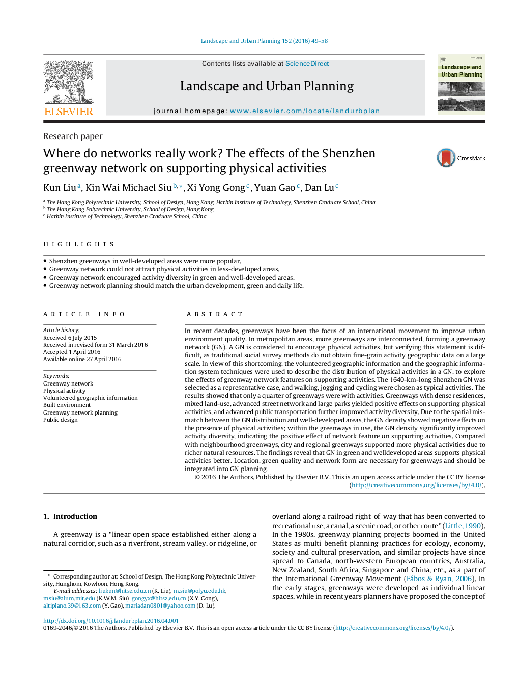 Where do networks really work? The effects of the Shenzhen greenway network on supporting physical activities