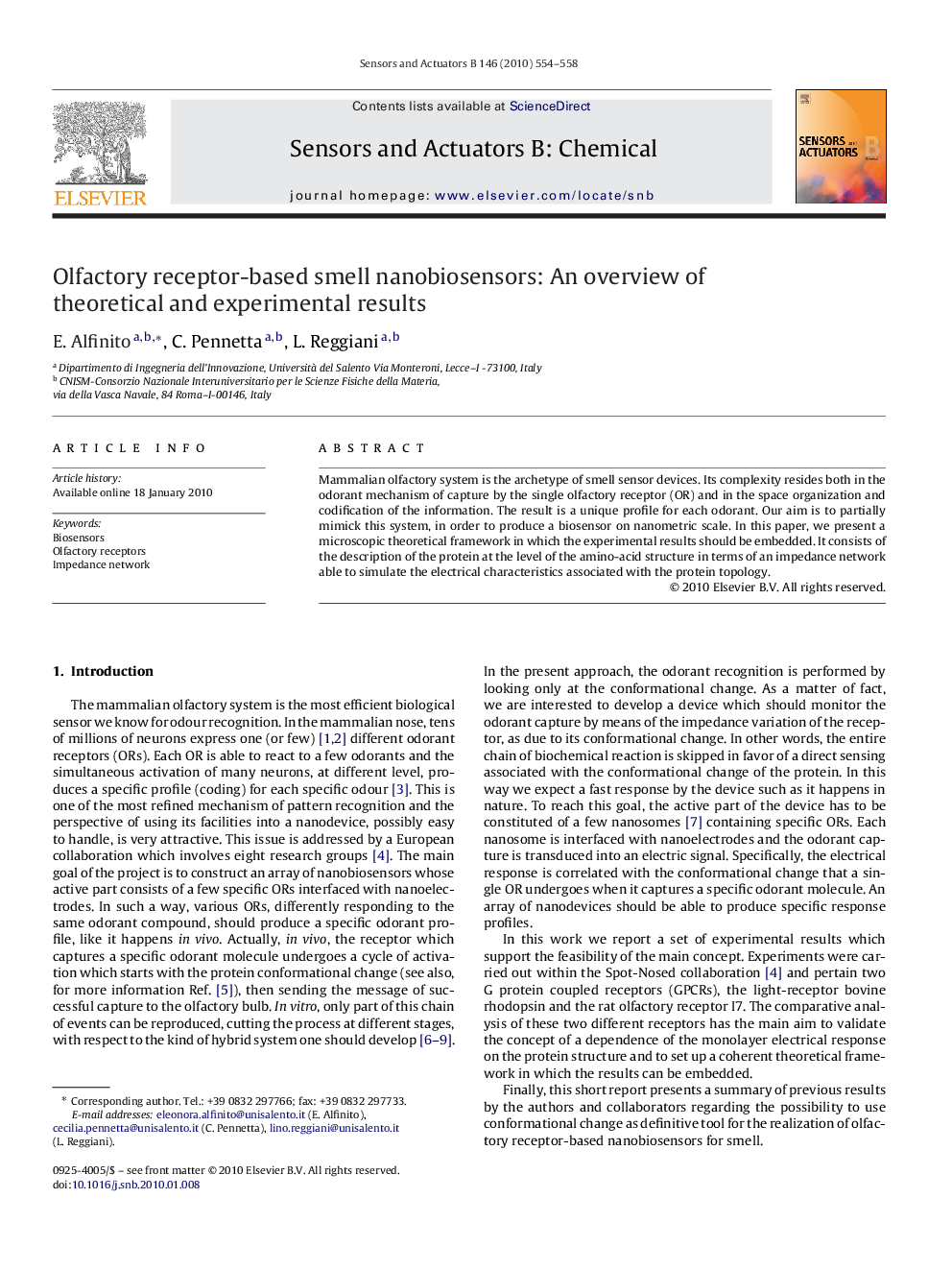 Olfactory receptor-based smell nanobiosensors: An overview of theoretical and experimental results