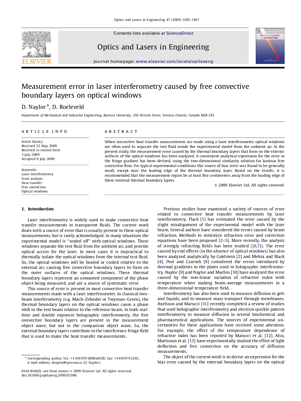 Measurement error in laser interferometry caused by free convective boundary layers on optical windows