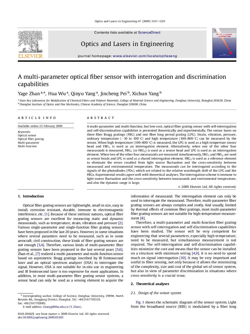 A multi-parameter optical fiber sensor with interrogation and discrimination capabilities