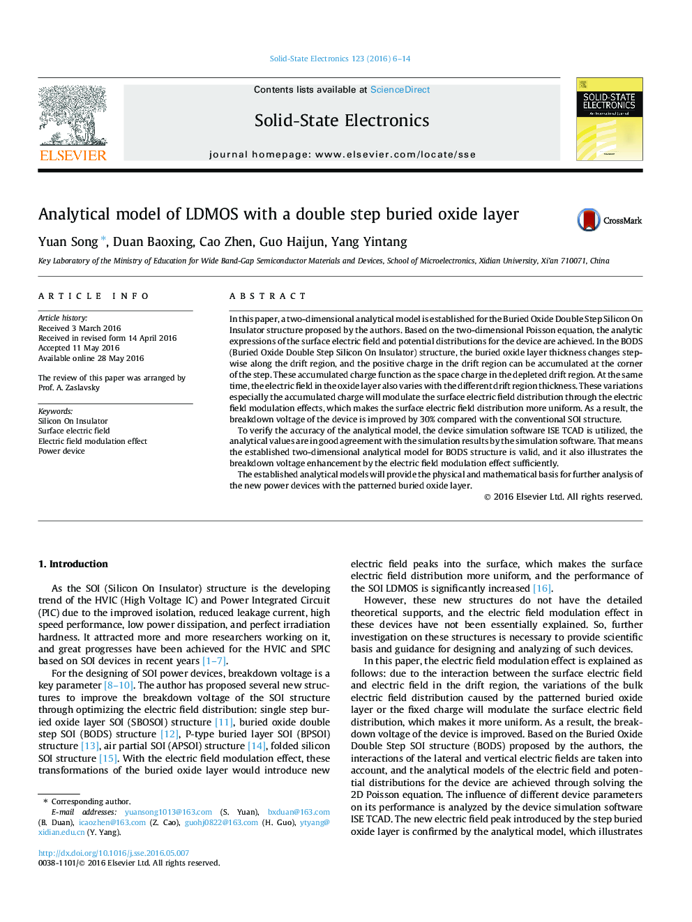 Analytical model of LDMOS with a double step buried oxide layer