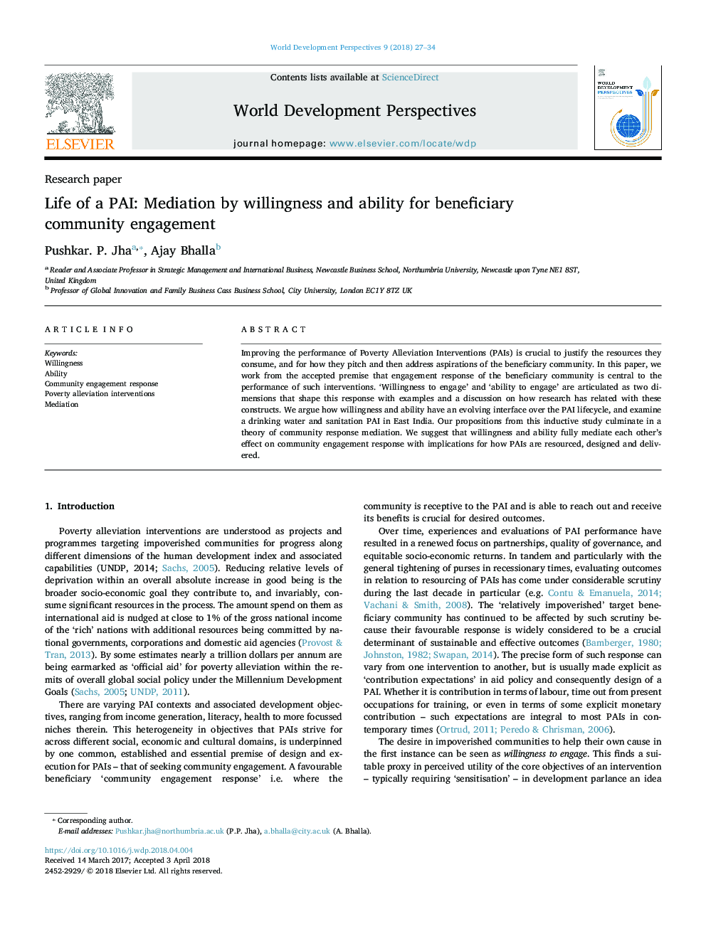 Life of a PAI: Mediation by willingness and ability for beneficiary community engagement