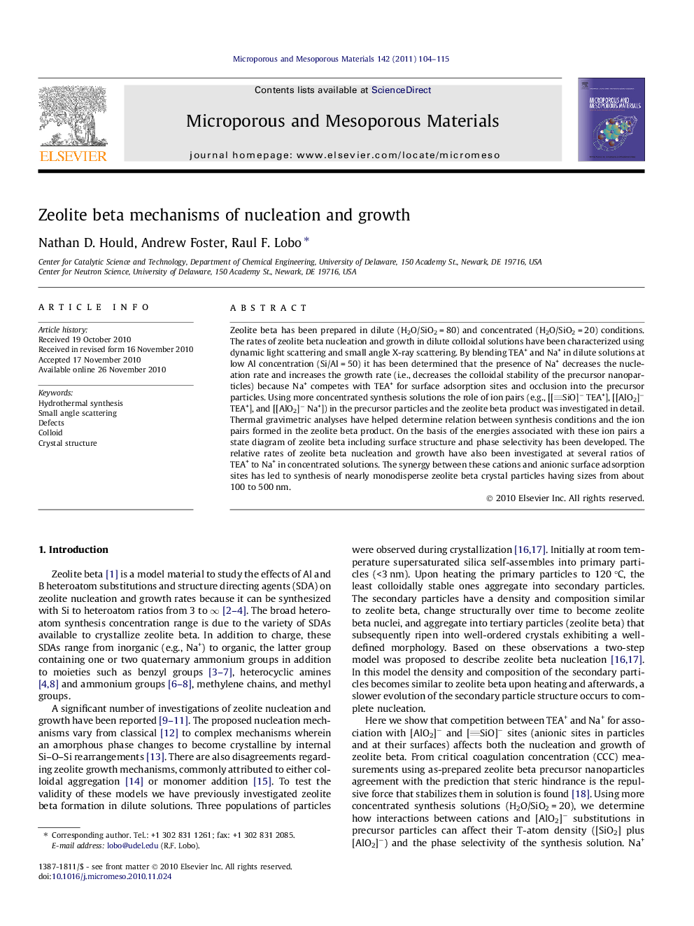 Zeolite beta mechanisms of nucleation and growth