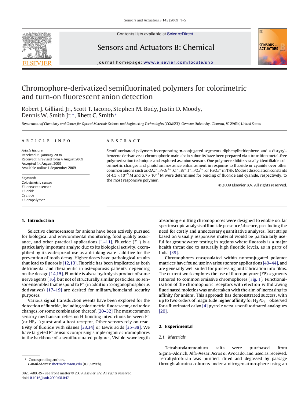 Chromophore-derivatized semifluorinated polymers for colorimetric and turn-on fluorescent anion detection