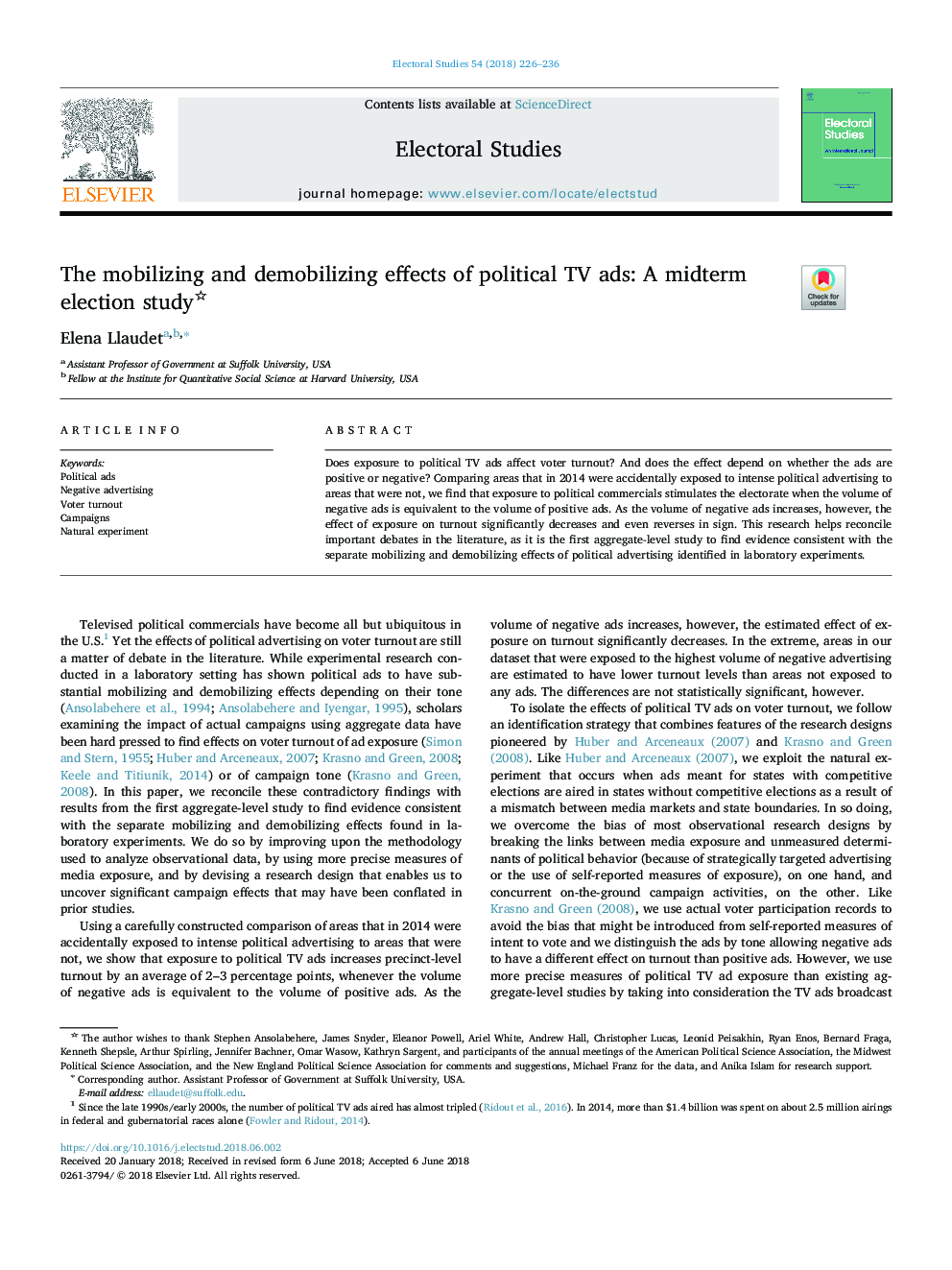 The mobilizing and demobilizing effects of political TV ads: A midterm election study