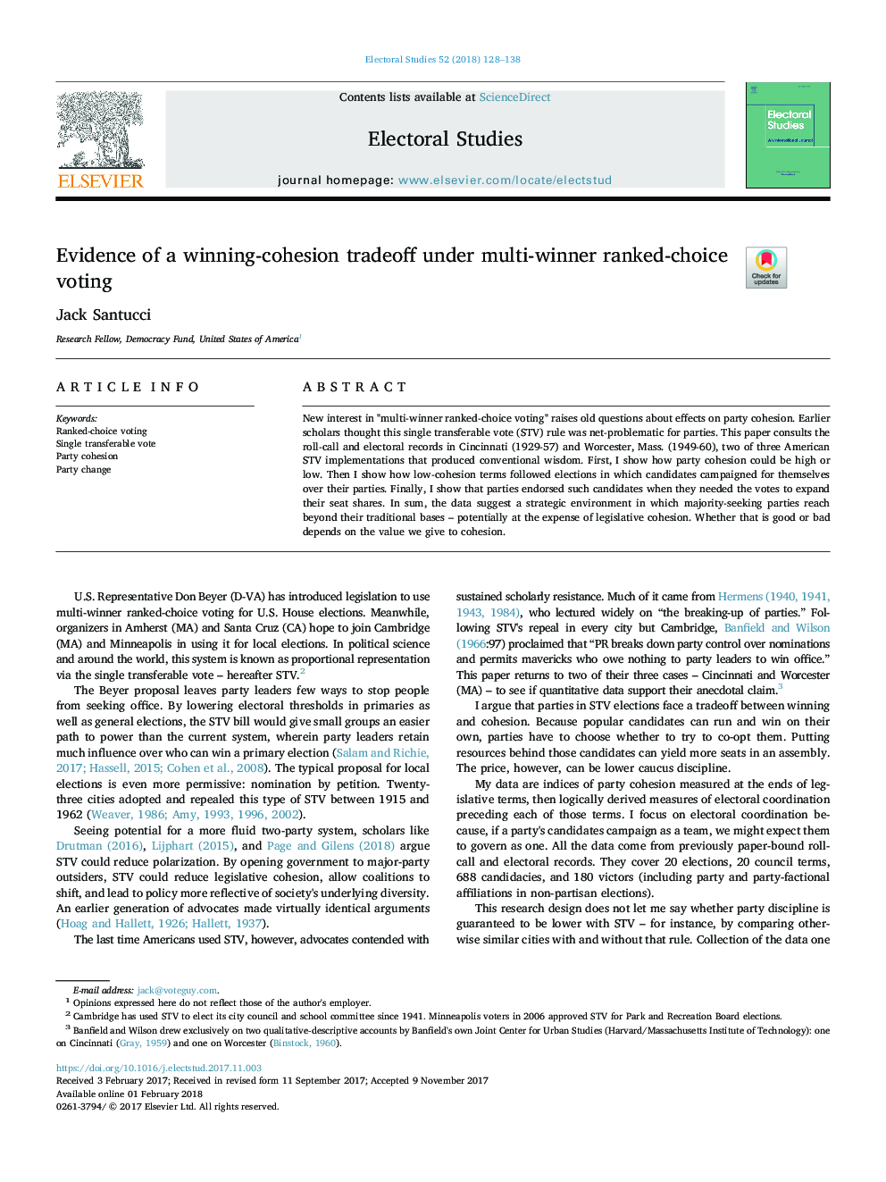 Evidence of a winning-cohesion tradeoff under multi-winner ranked-choice voting