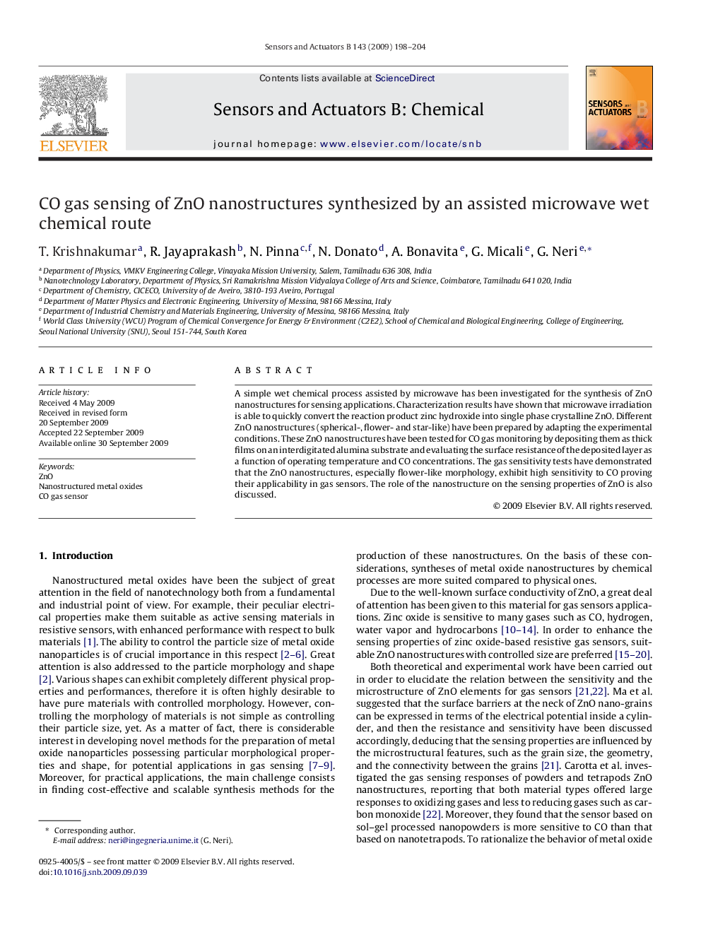 CO gas sensing of ZnO nanostructures synthesized by an assisted microwave wet chemical route