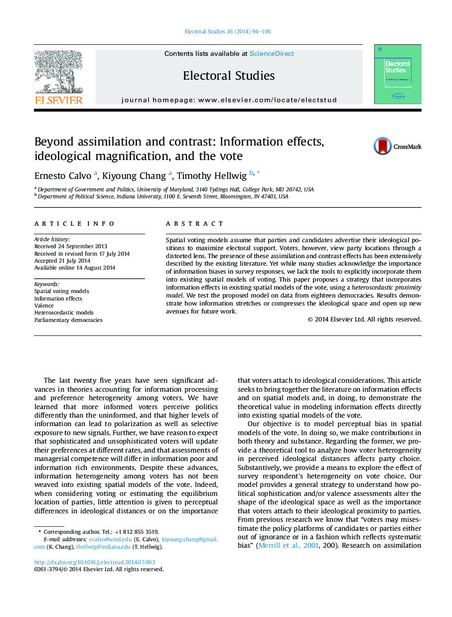 Beyond assimilation and contrast: Information effects, ideological magnification, and the vote