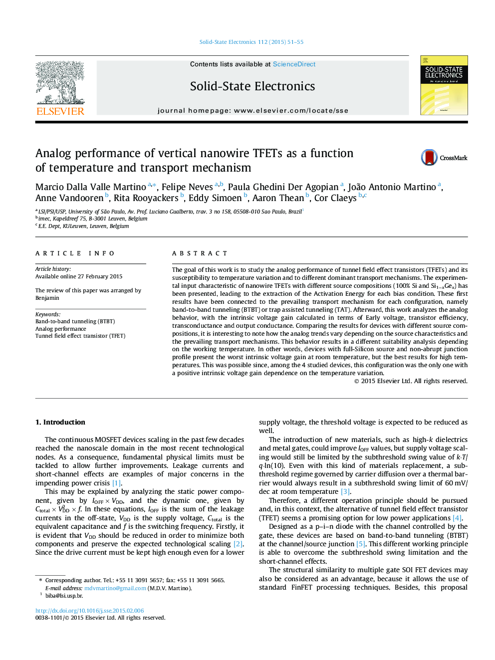 Analog performance of vertical nanowire TFETs as a function of temperature and transport mechanism