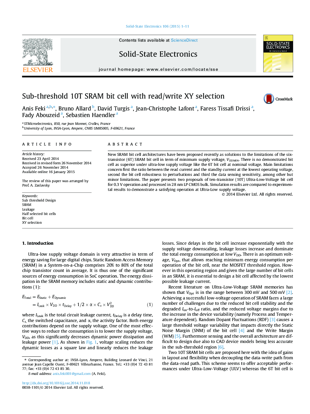 Sub-threshold 10T SRAM bit cell with read/write XY selection